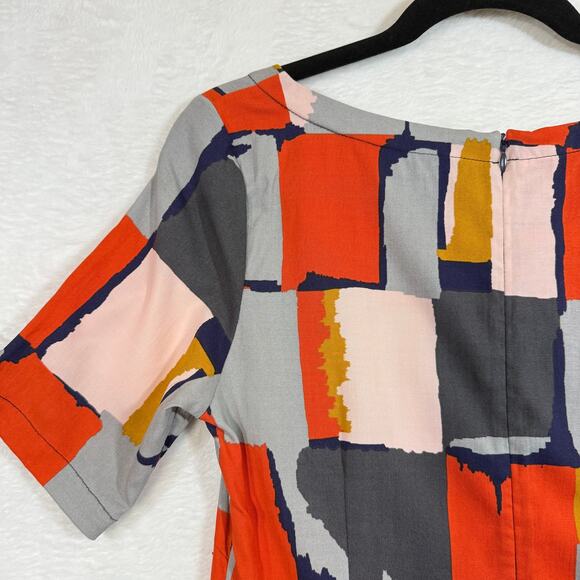 Numph S 36 Abstract Tencel Bodycon Midi Dress Colorblock Mod Artsy 60s Retro - Picture 6 of 13